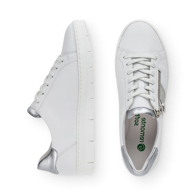 LACED ZIP FASH SHOE - WHITE/SILVER