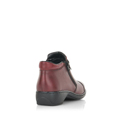 RIEKER - L3888-35 - TWIN ZIP FLAT ANKLE BOOT - WINE LEATHER