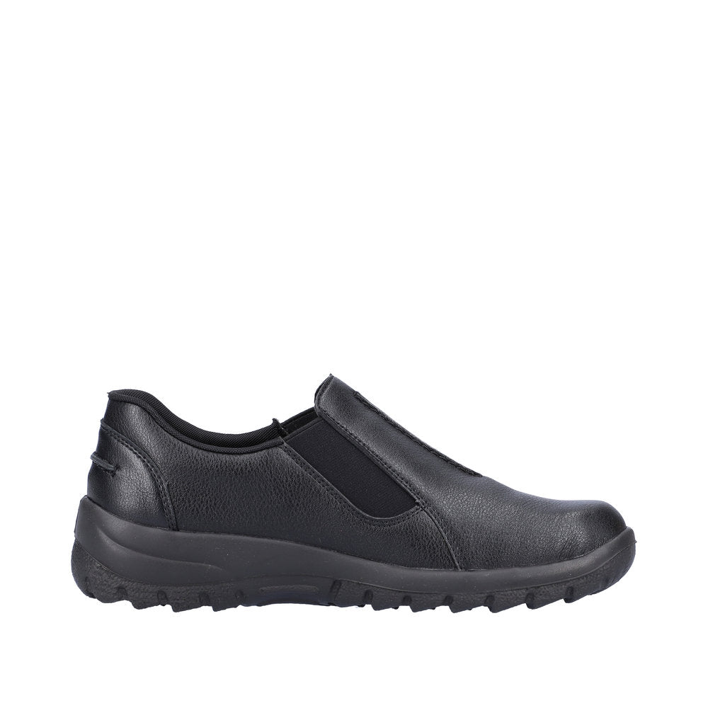 RIEKER L7175-00 SLIP-ON COMFORT SHOE WITH ELASTIC GUSSET - BLACK