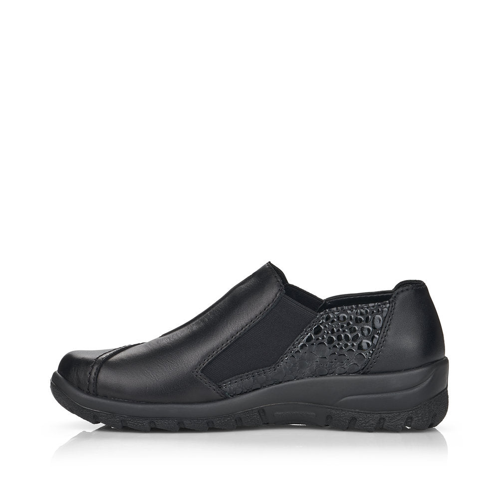 RIEKER - L7178-00 SLIP-ON COMFORT SHOE WITH ELASTICATED GUSSET - BLACK