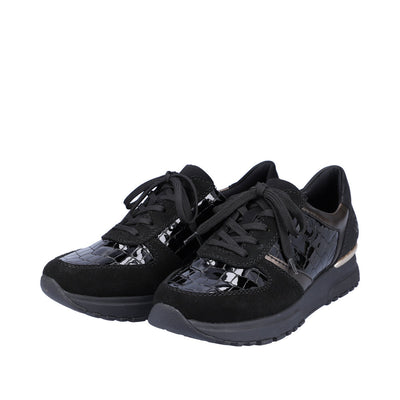 RIEKER N7412-00 LACED FASHION SHOE - BLACK MULTI