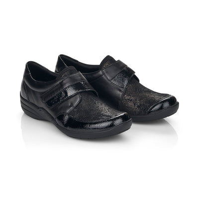 REMONTE - R7600-02 COMFORT VELCRO STRAP SHOE - BLACK