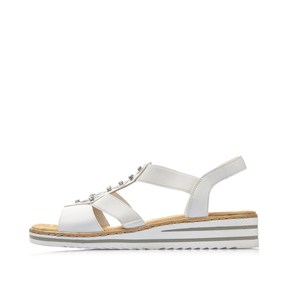 RIEKER - V0687-80 LOW WEDGE FASHION SANDAL - WHITE – Victor Dwyer ...