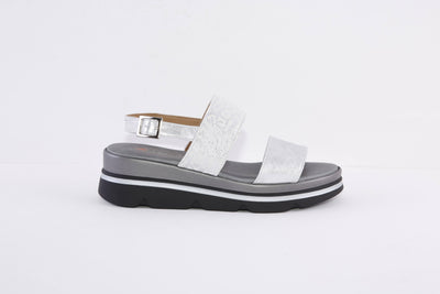 REPO - 83252 LOW WEDGE FASHION SANDAL - SILVER